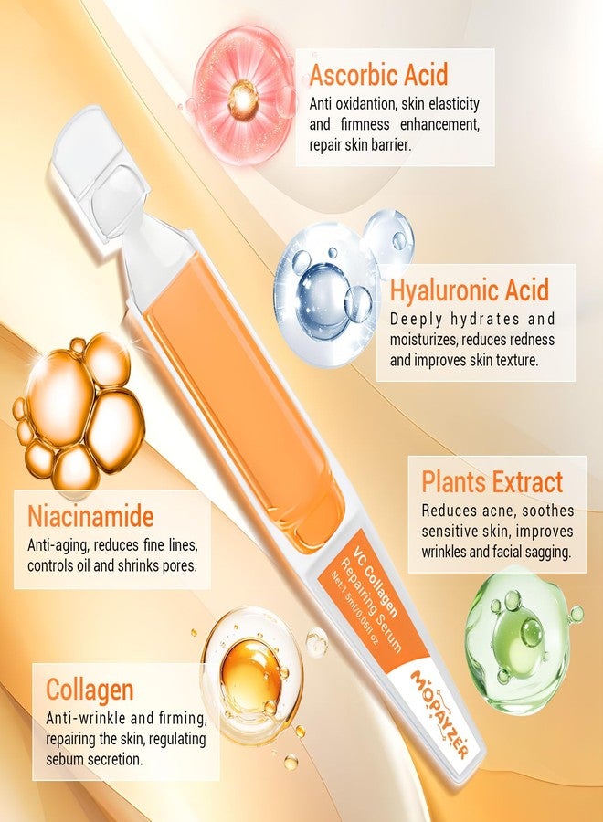 mopayzer Vitamin C Serum with Niacinamide, 30 Pcs Vitamin C Collagen Serum for Face, Anti Aging Face Serums for Fine Lines, Spots & Wrinkles, Intense Hydration, Boosts Collagen Daily Skin Care Ampoule Essence - Image 3